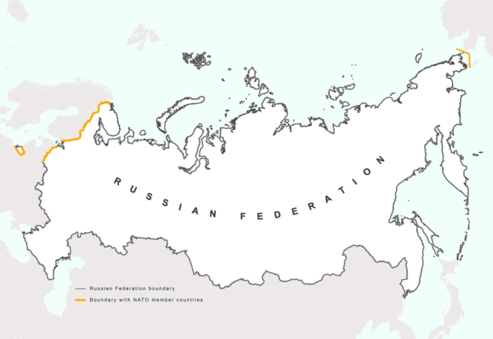 The map shows where Russia borders with NATO member countries. (Source: NATO official website) The map shows where Russia borders with NATO member countries. (Source: NATO official website)